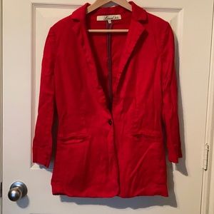 Anthropology Level 99 Red Linen Blazer